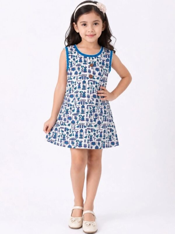 Ethnic Motifs Print Ruffled A-Line Dress