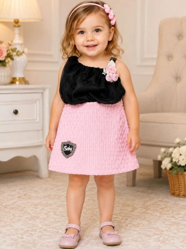 Ruffled Velvet A-Line Dress