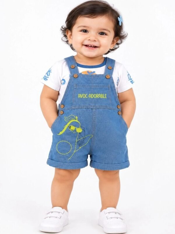 Infants Kids Printed Cotton Straight Leg Dungarees